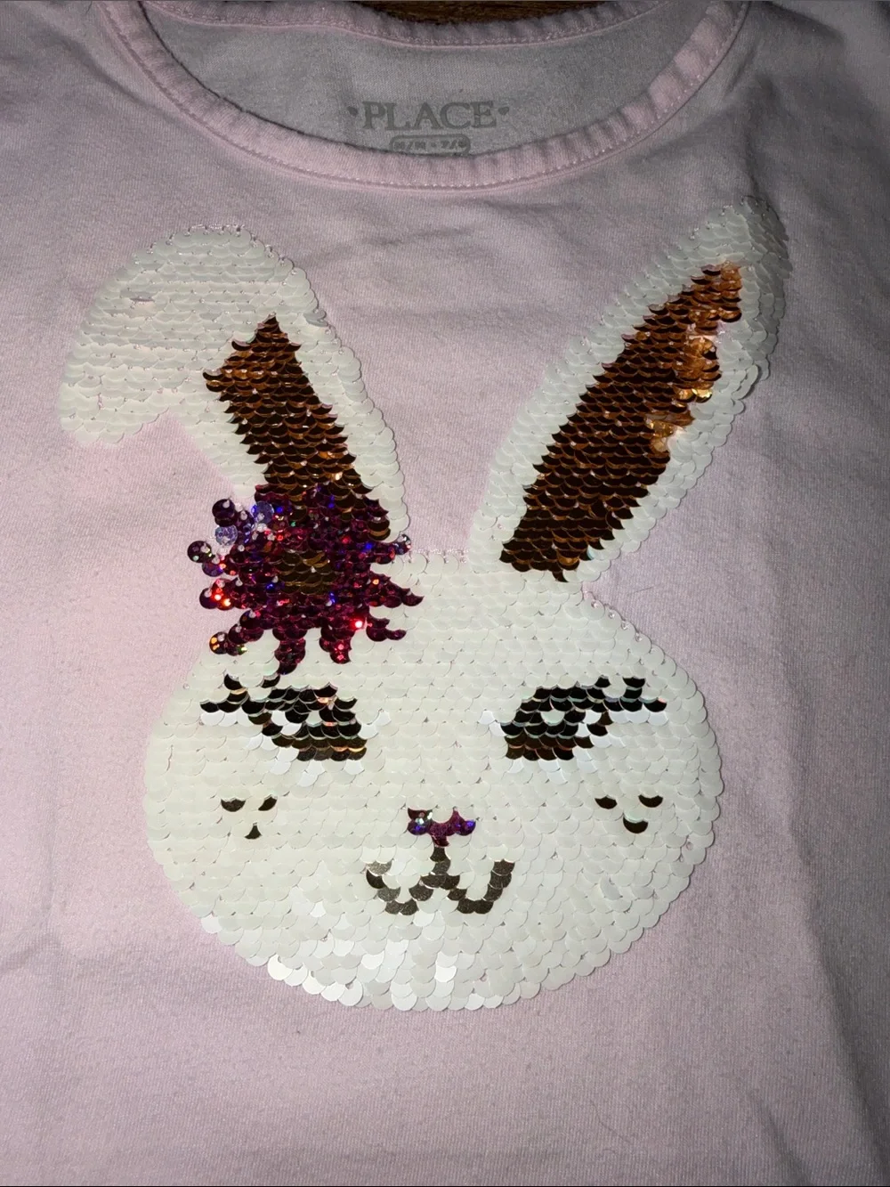 The Children's Place Light Pink Sequin Bunny Tee